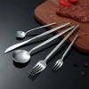 Cross-border Portuguese matte round handle 304 stainless steel tableware, restaurant spoons, light luxury, ins retro steak knives, forks and spoons Specification image